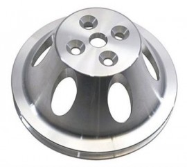 Polished Aluminum Chevy Small Block SWP Single Groove Pulley Set