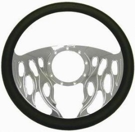 Chrome Aluminum Half Flame Style Steering Wheel