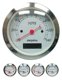 5 Piece white programmable gauge set