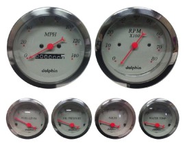 6 Piece Grey Mechanical Gauge Set