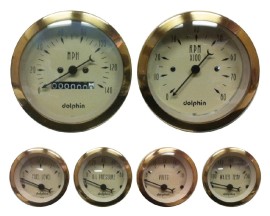 6 Piece Gold Mechanical Gauge Set