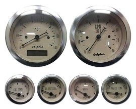 6 Piece Beige Mechanical Gauge Set