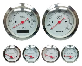 6 Piece White Programmable Gauge Set